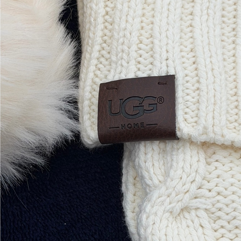 UGG Cream Knit Stocking with Pom Poms - Picture 2 of 2